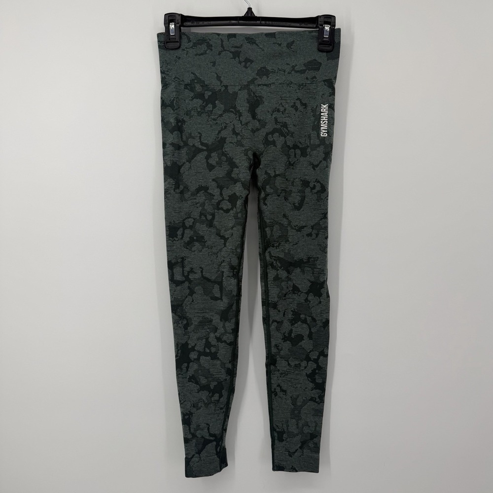 Gymshark Adapt‎ Camo Seamless Leggings Green Gray Sculpting Logo Womens Small